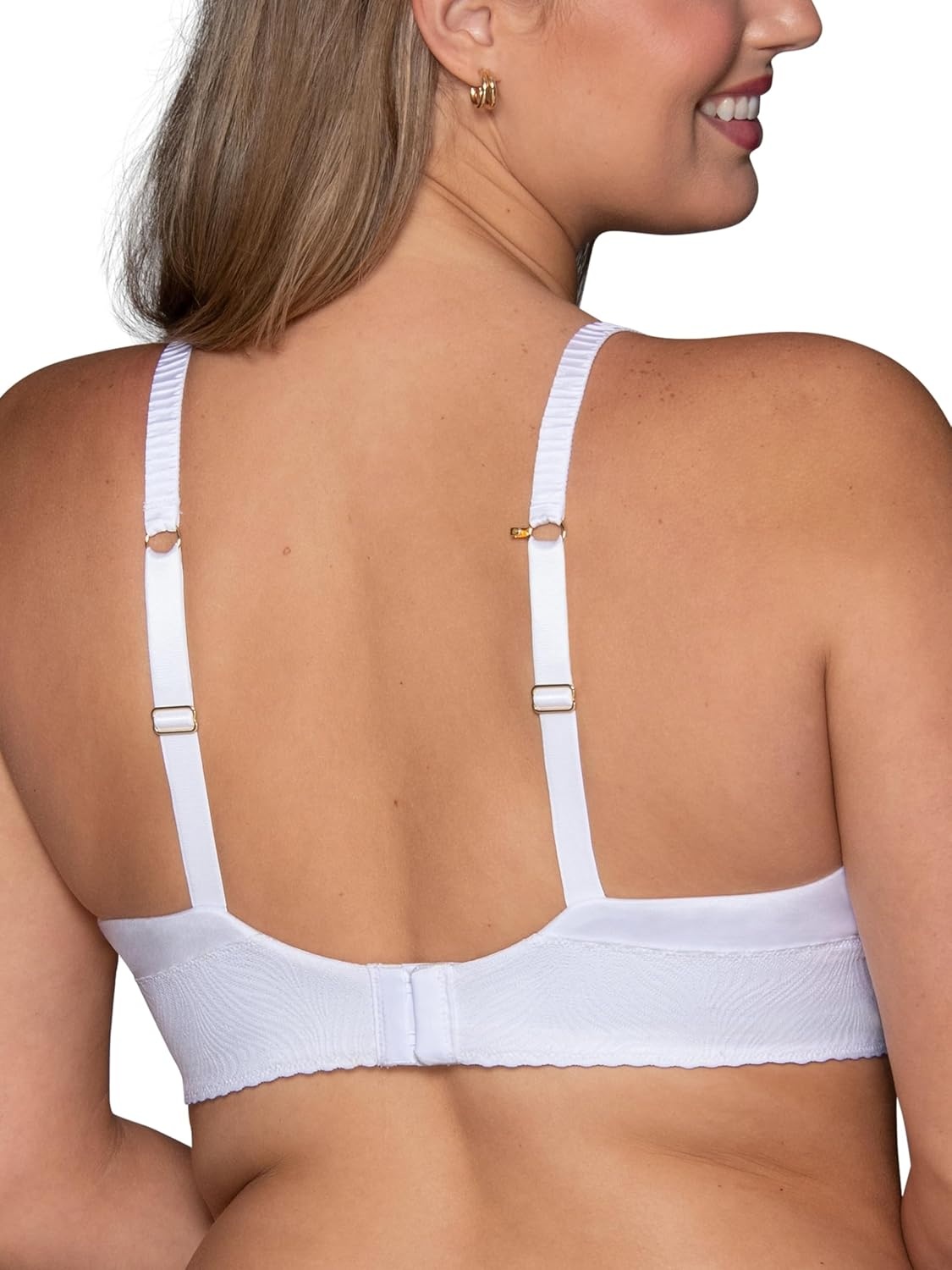 image:imageVanity Fair Womens Effortless Wireless Bra Buttery Soft Fabric amp Lightweight Memory Foam Cups up to DDWhite Lace