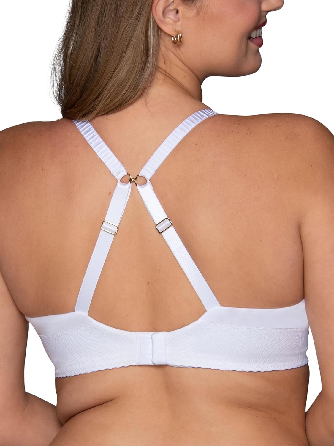 image:imageVanity Fair Womens Effortless Wireless Bra Buttery Soft Fabric amp Lightweight Memory Foam Cups up to DDWhite Lace