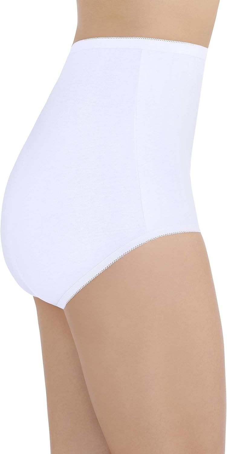 image:imageVanity Fair Womens High Waisted Underwear Full Coverage Ladies Panties Perfectly Yours BriefsCotton Star WhiteStar WhiteStar White