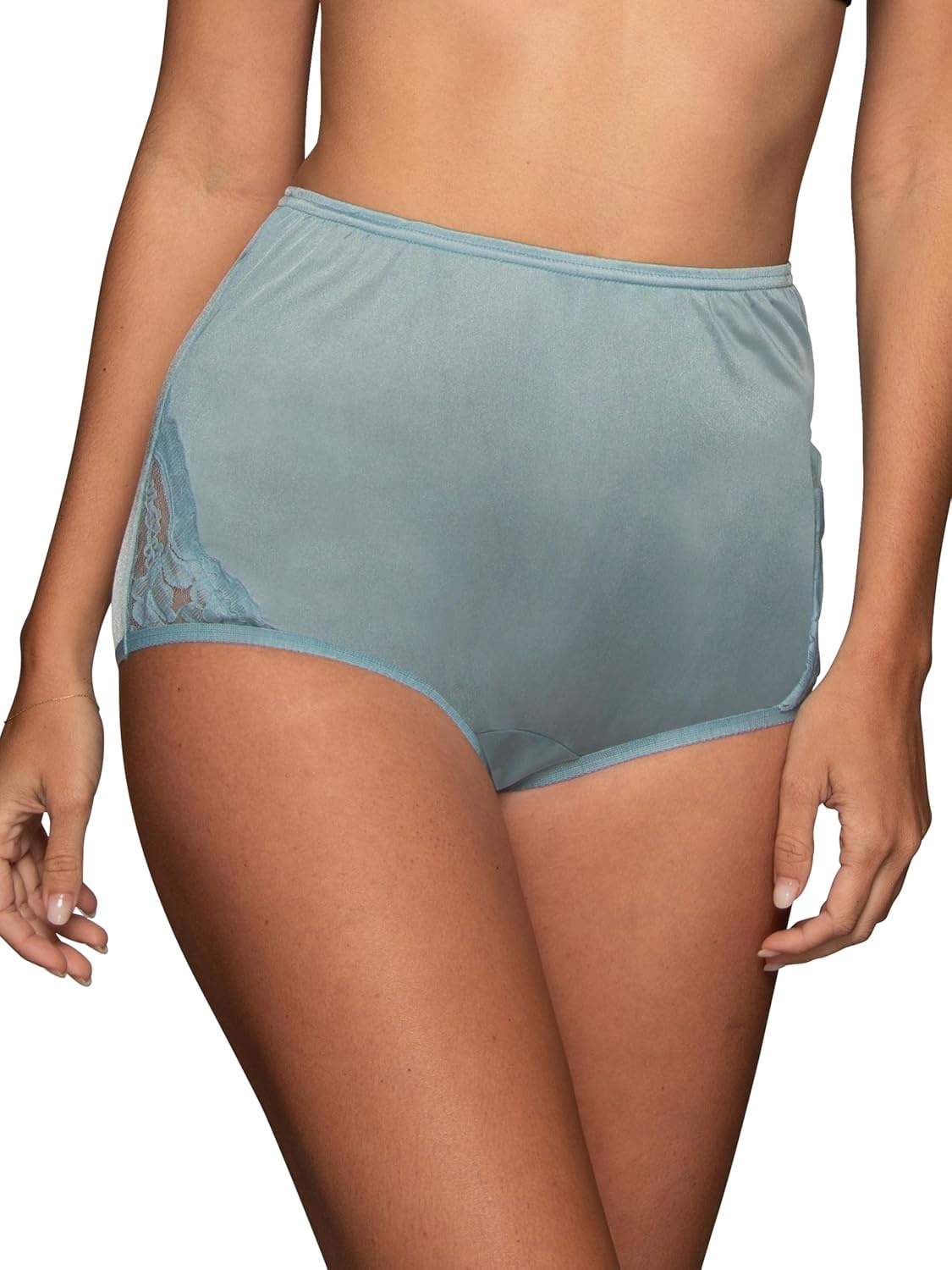 image:imageVanity Fair Womens High Waisted Underwear Full Coverage Ladies Panties Perfectly Yours BriefsNylon Lace Blue HeavenCashmereGlacier White