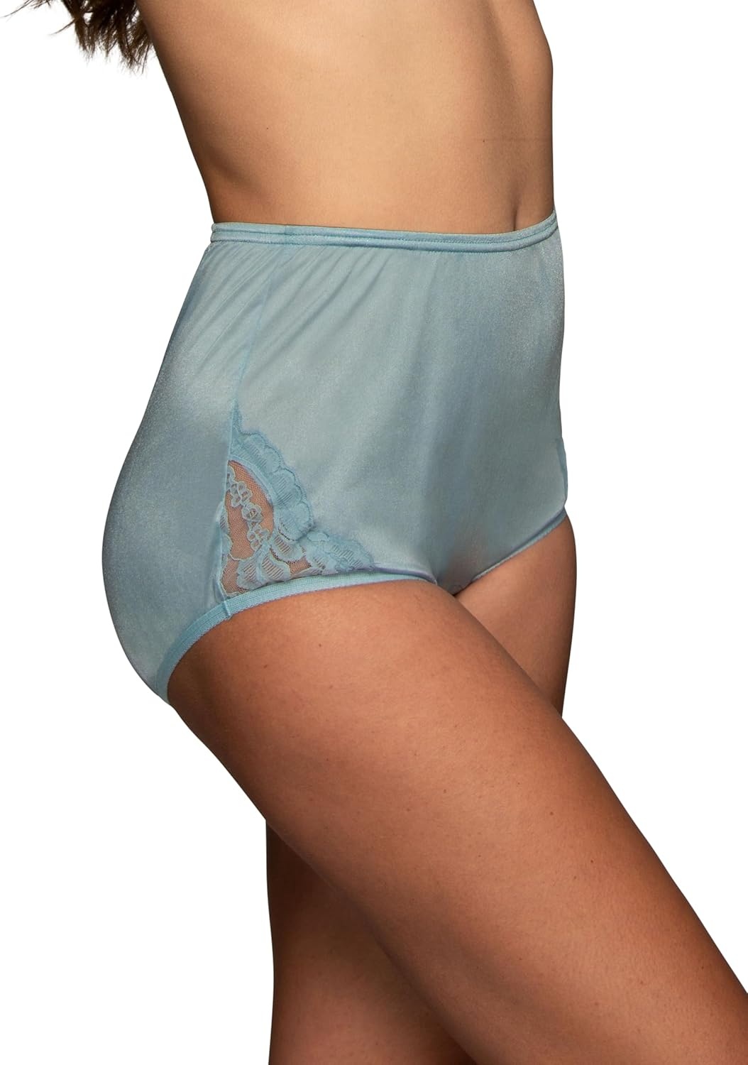 image:imageVanity Fair Womens High Waisted Underwear Full Coverage Ladies Panties Perfectly Yours BriefsNylon Lace Blue HeavenCashmereGlacier White