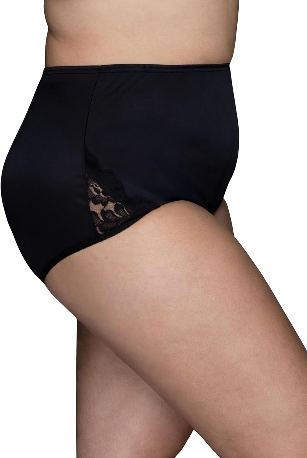 image:imageVanity Fair Womens High Waisted Underwear Full Coverage Ladies Panties Perfectly Yours BriefsNylon Lace Midnight Black