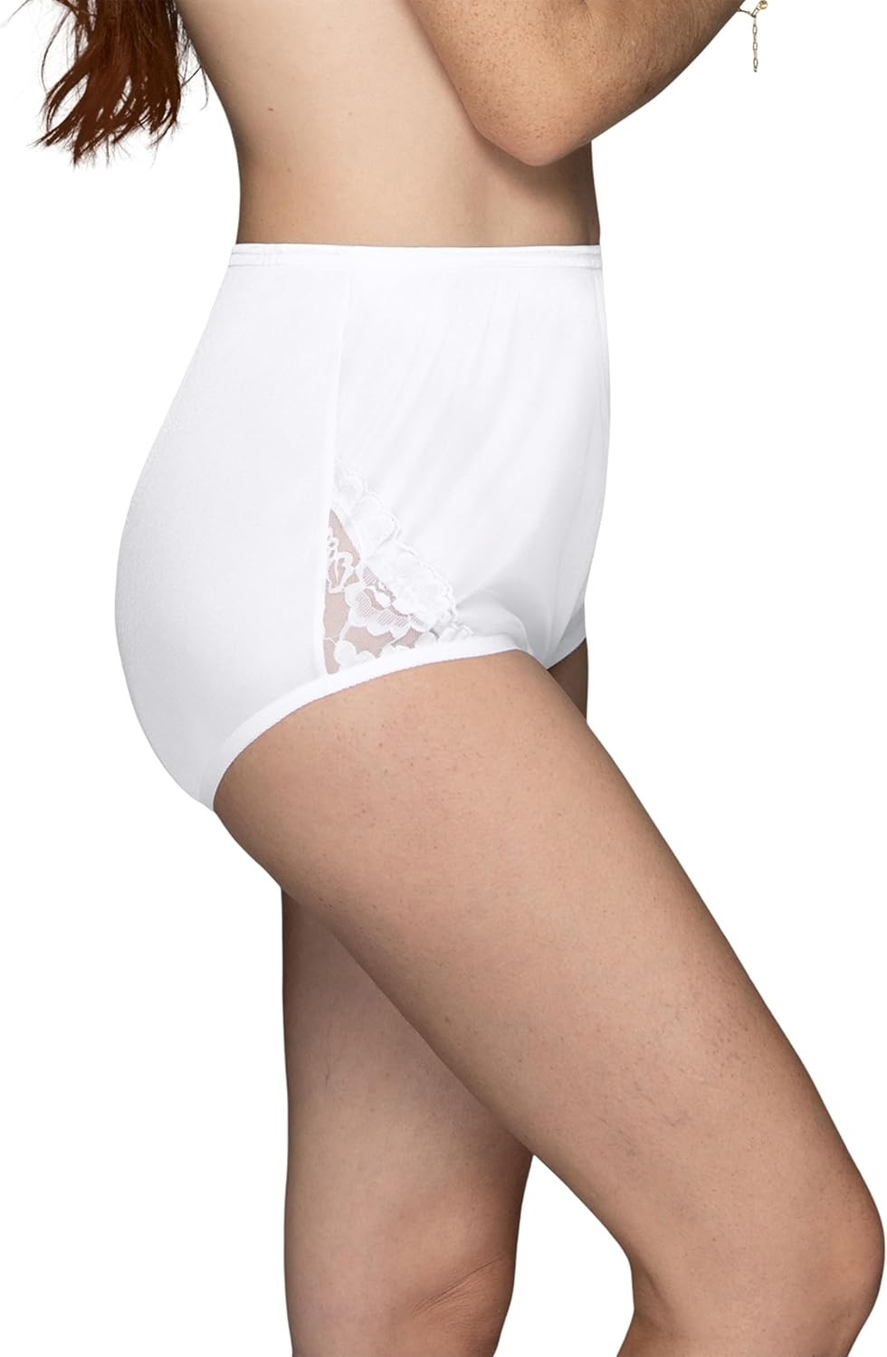 image:imageVanity Fair Womens High Waisted Underwear Full Coverage Ladies Panties Perfectly Yours BriefsNylon Lace Star White