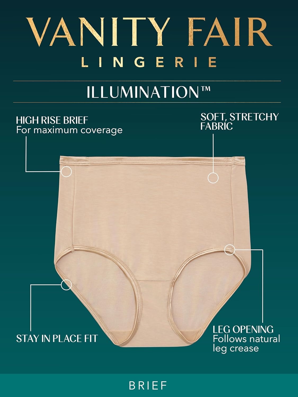 image:imageVanity Fair Womens Illumination Brief Panties Silky Stretch amp Satin TrimQuartz