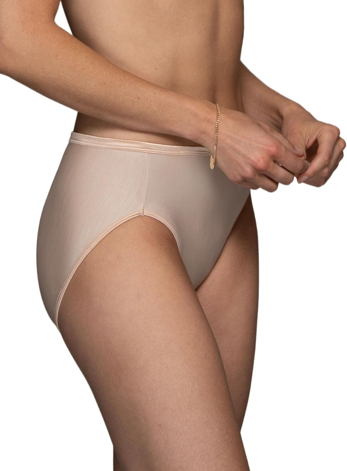 image:imageVanity Fair Womens Illumination Hi Cut Panties Silky Stretch amp Satin TrimRose Beige