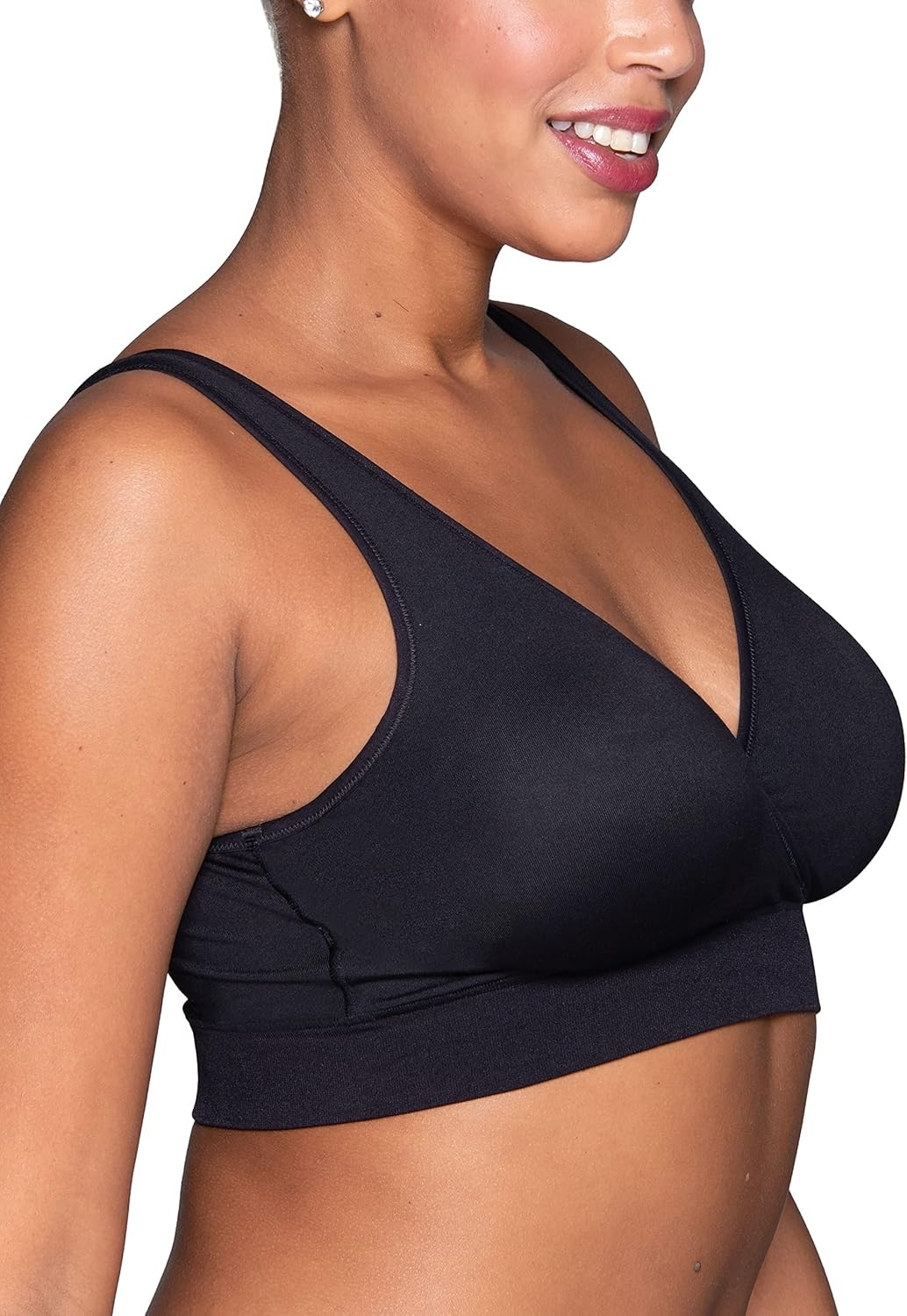 image:imageVanity Fair Womens Maternity Nursing Bras for Breastfeeding Wireless Pullover Lounge Sleep Bra Available in MultipacksBlack