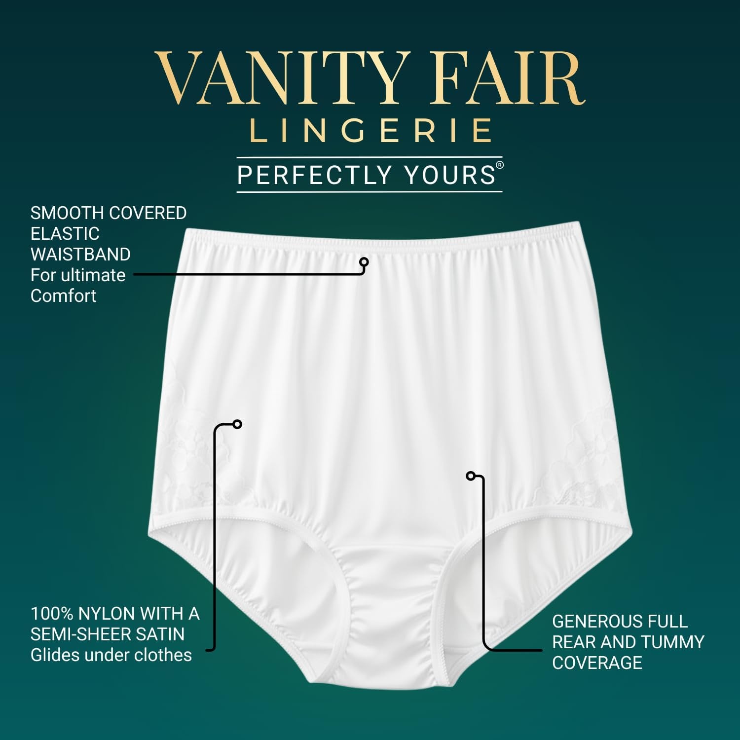 image:imageVanity Fair womens Perfectly Yours Ravissant Tailored Nylon Brief Panty 15712Fawn