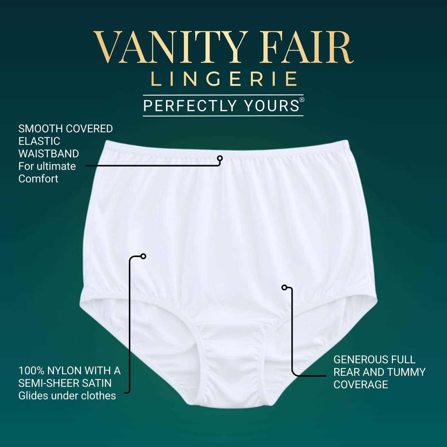 image:imageVanity Fair womens Perfectly Yours Ravissant Tailored Nylon Brief Panty 15712Soft Blue 1 Pack
