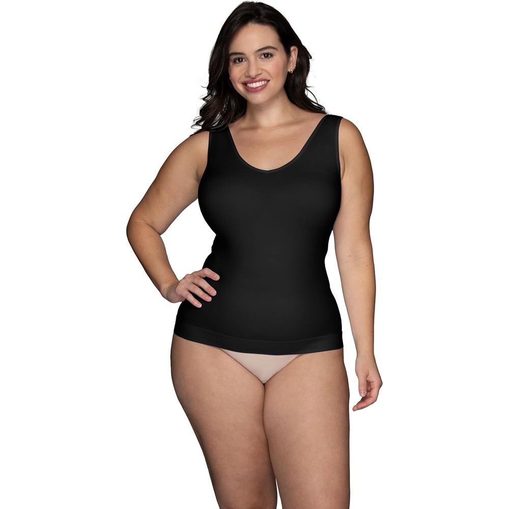 image:imageVanity Fair Womens Camisole Tops Everyday Layers Tank Top for Women Cami for WomenSpin Tank Midnight Black