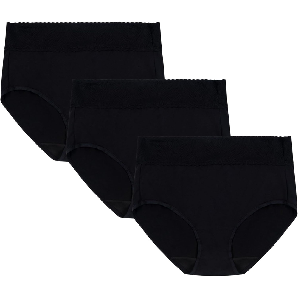 image:imageVanity Fair Womens Effortless Panties for Everyday Wear Buttery Soft Fabric amp LaceBrief 3 Pack Black