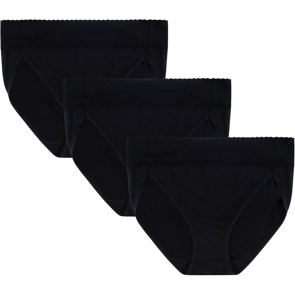 image:imageVanity Fair Womens Effortless Panties for Everyday Wear Buttery Soft Fabric amp LaceHi Cut 3 Pack Black