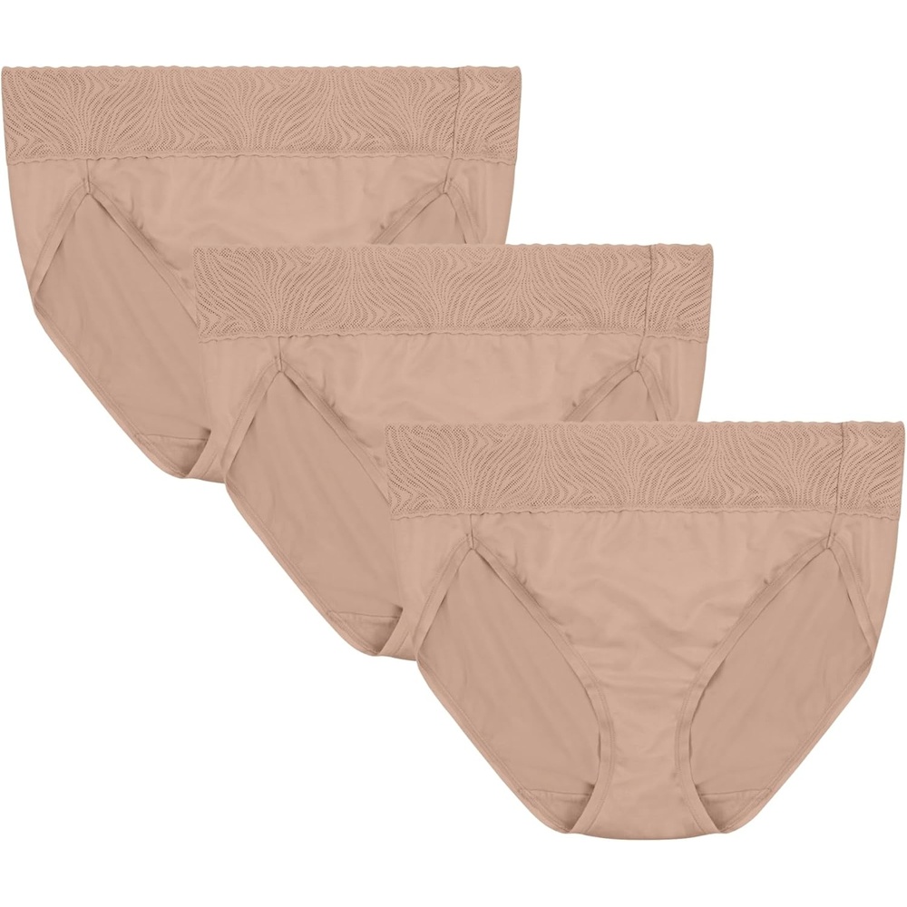 image:imageVanity Fair Womens Effortless Panties for Everyday Wear Buttery Soft Fabric amp LaceHi Cut 3 Pack Neutral