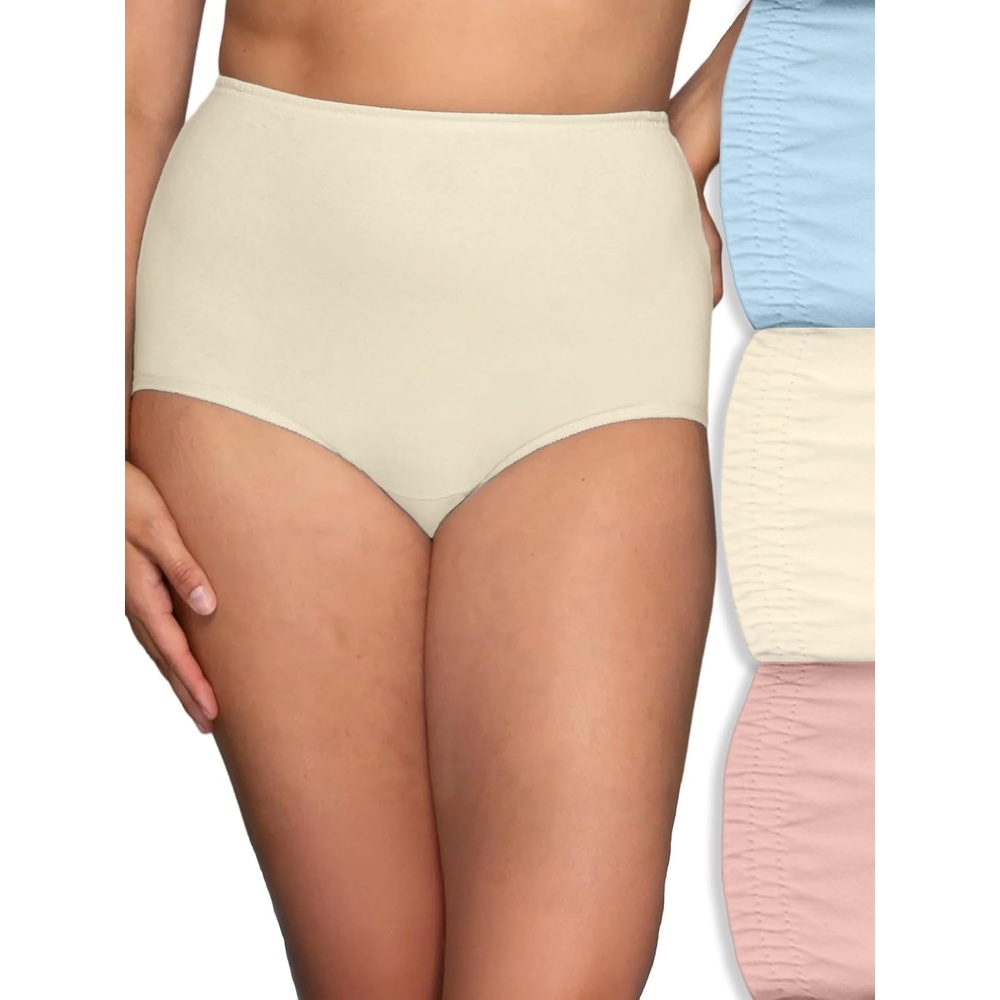 image:imageVanity Fair Womens High Waisted Underwear Full Coverage Ladies Panties Perfectly Yours BriefsCotton PinkCandleglowBlue