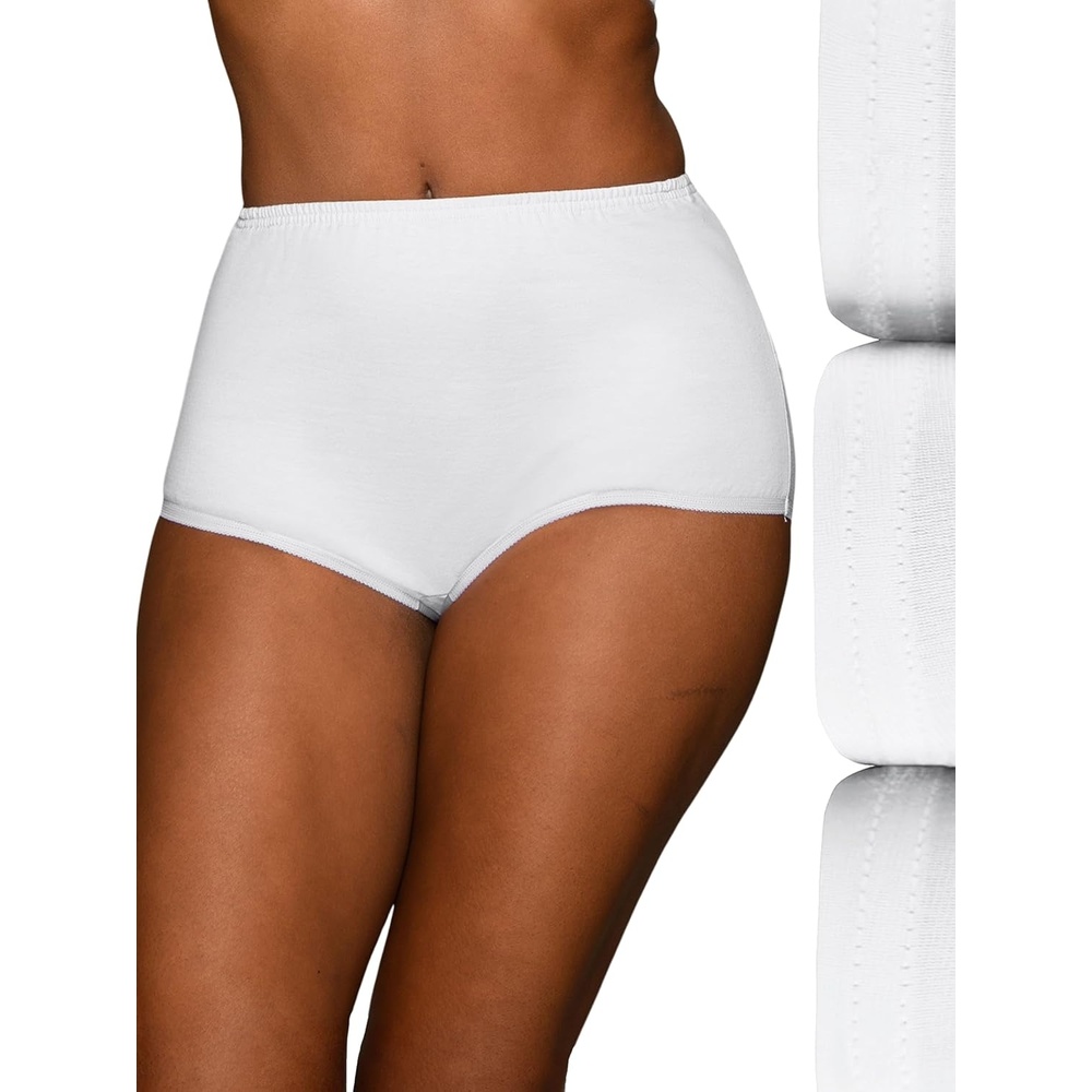 image:imageVanity Fair Womens High Waisted Underwear Full Coverage Ladies Panties Perfectly Yours BriefsCotton Star WhiteStar WhiteStar White