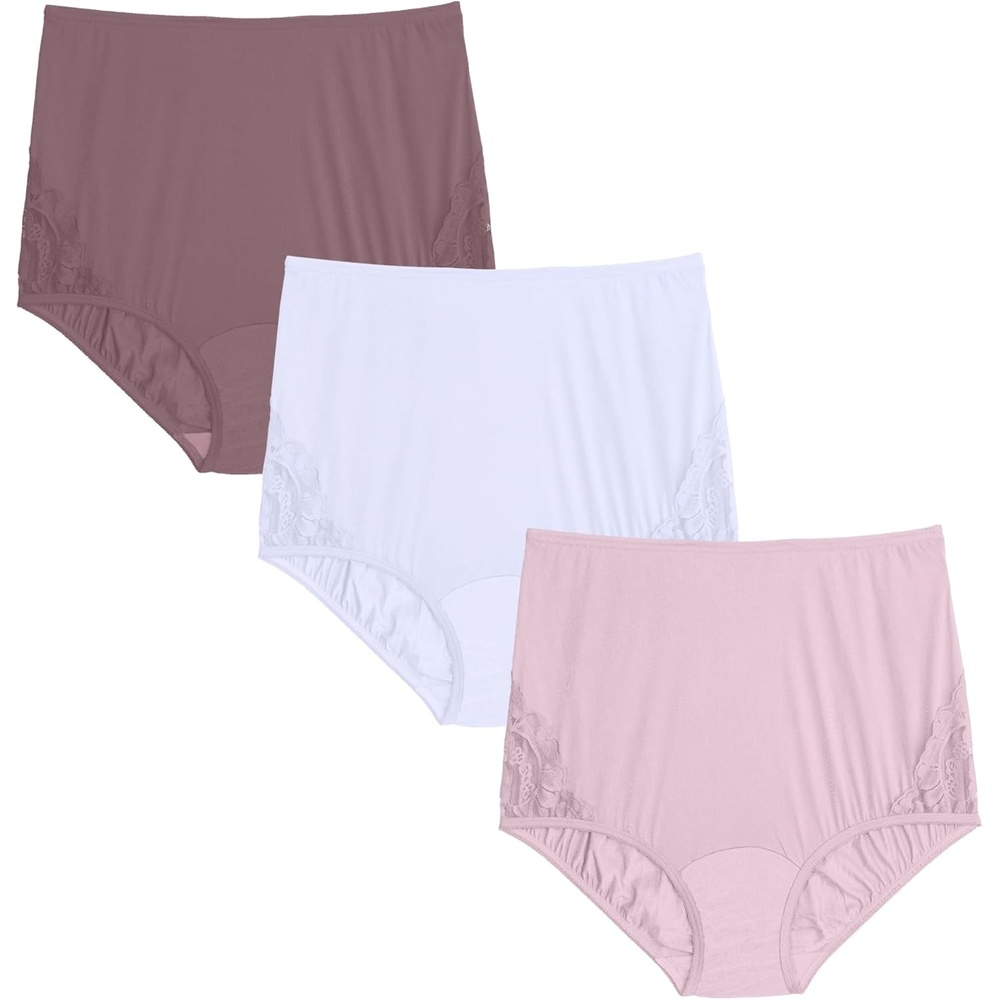 image:imageVanity Fair Womens High Waisted Underwear Full Coverage Ladies Panties Perfectly Yours BriefsNylon Lace Poetic PurplePlum GorgeousStar White