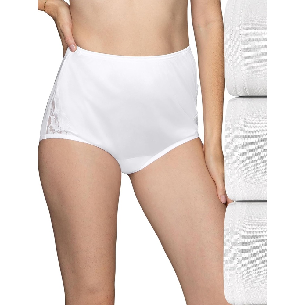 image:imageVanity Fair Womens High Waisted Underwear Full Coverage Ladies Panties Perfectly Yours BriefsNylon Lace Star WhiteStar WhiteStar White