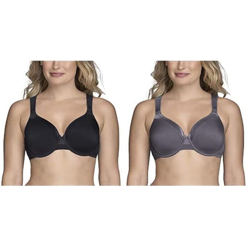 image:imageVanity Fair Womens Illumination Full Figure Zonedin Support Bra2 Pack Midnight BlackSteele Violet