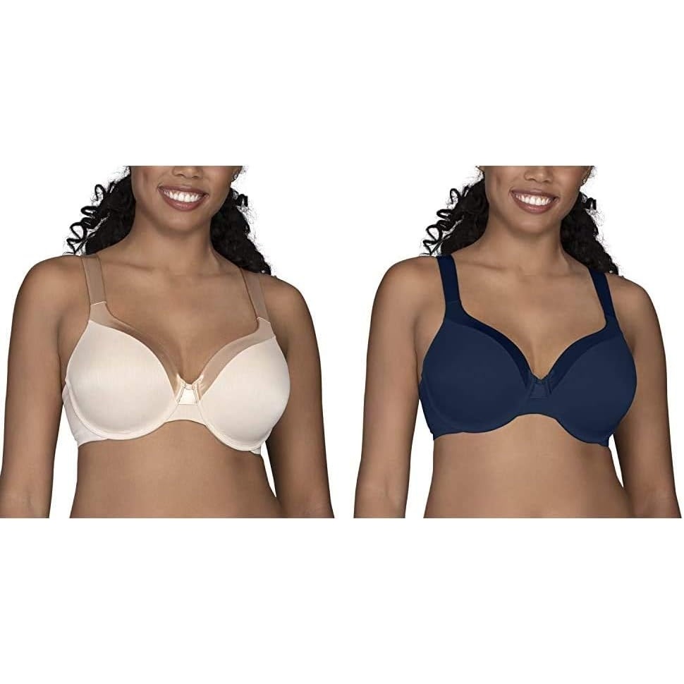 image:imageVanity Fair Womens Illumination Full Figure Zonedin Support Bra2 Pack Rose BeigeGhost Navy