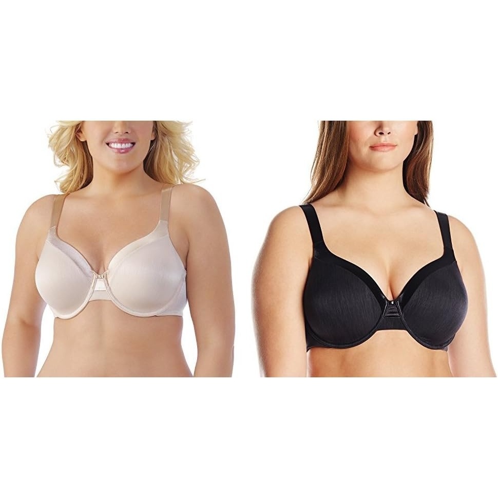 image:imageVanity Fair Womens Illumination Full Figure Zonedin Support Bra2 Pack Rose BeigeMidnight Black