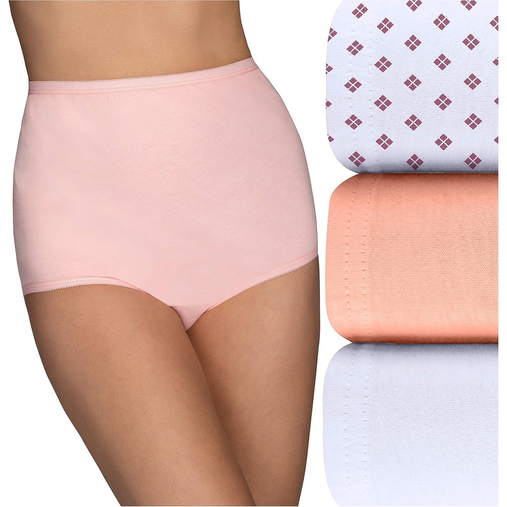 image:imageVanity Fair womens Perfectly Yours Ravissant Tailored Nylon Brief Panty 15712Orange Sweet Oasis Print White