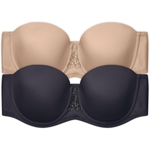 image:imageVanity Fair Womens Beauty Back Smoothing Strapless Bra 4Way Stretch Fabric Lightly Lined Cups up to H2 Pack  BeigeBlack