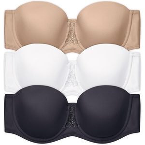 image:imageVanity Fair Womens Beauty Back Smoothing Strapless Bra 4Way Stretch Fabric Lightly Lined Cups up to H3 Pack  BlackWhiteBeige