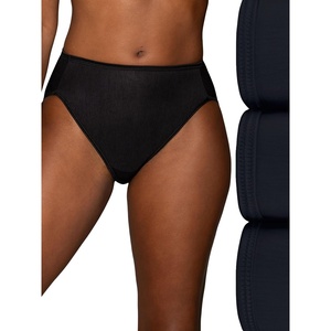 image:imageVanity Fair Womens Illumination Hi Cut Panties Silky Stretch amp Satin Trim3 Pack  Midnight Black