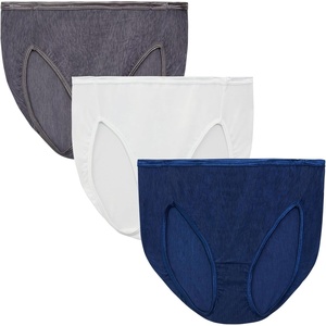 image:imageVanity Fair Womens Illumination Hi Cut Panties Silky Stretch amp Satin Trim3 Pack  SteeleWhiteNavy