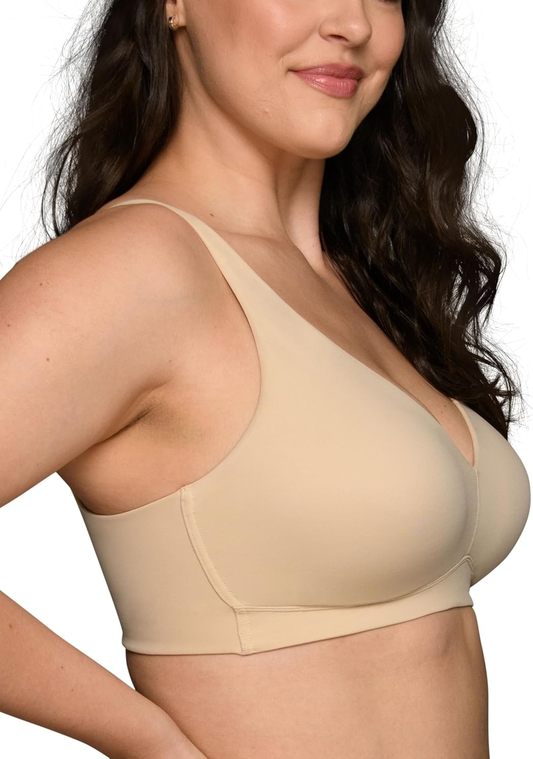 image:imageVanity Fair Womens Beauty Back Smoothing Wireless Bra with Lift Simple Sizing Available S3xlLight Lift Damask Neutral