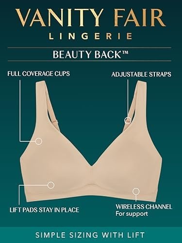 image:imageVanity Fair Womens Beauty Back Smoothing Wireless Bra with Lift Simple Sizing Available S3xlLight Lift Star White