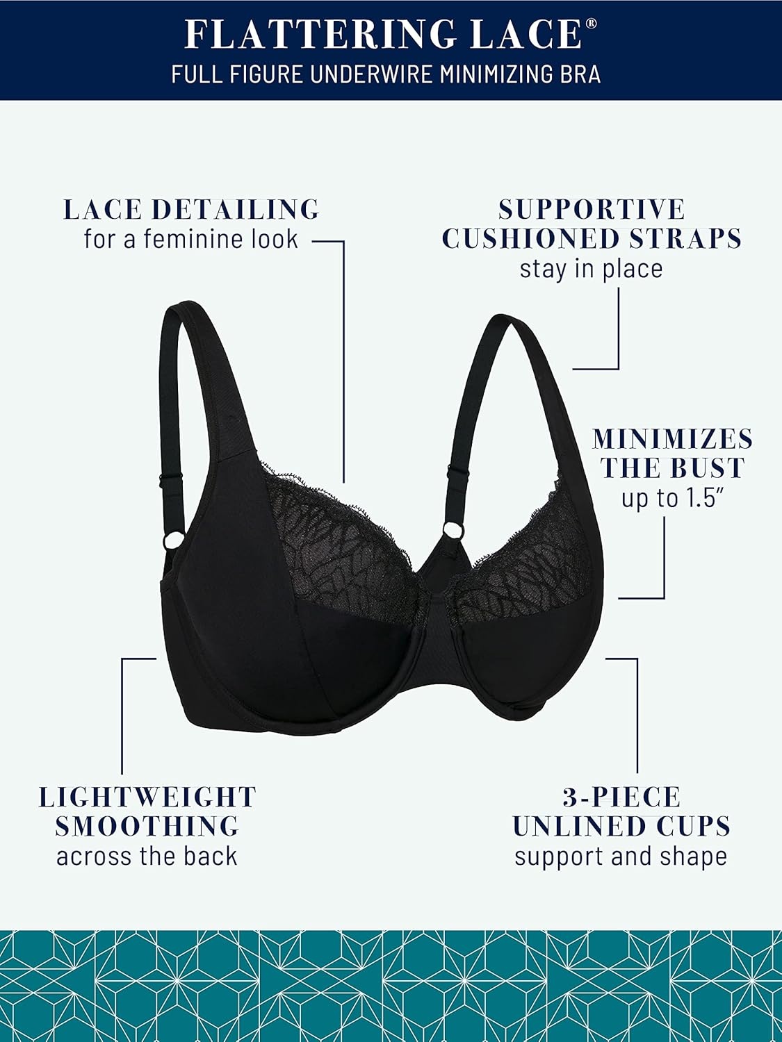 image:imageVanity Fair Womens Beauty Back NonPadded Underwire BraBlack Lace