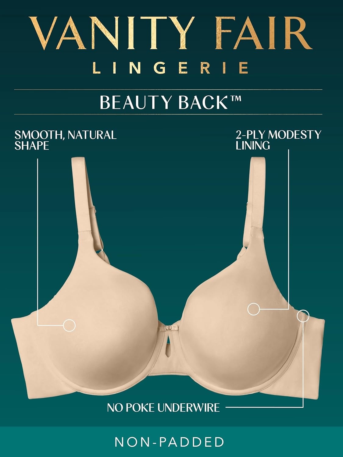 image:imageVanity Fair Womens Beauty Back NonPadded Underwire BraSmoothing White