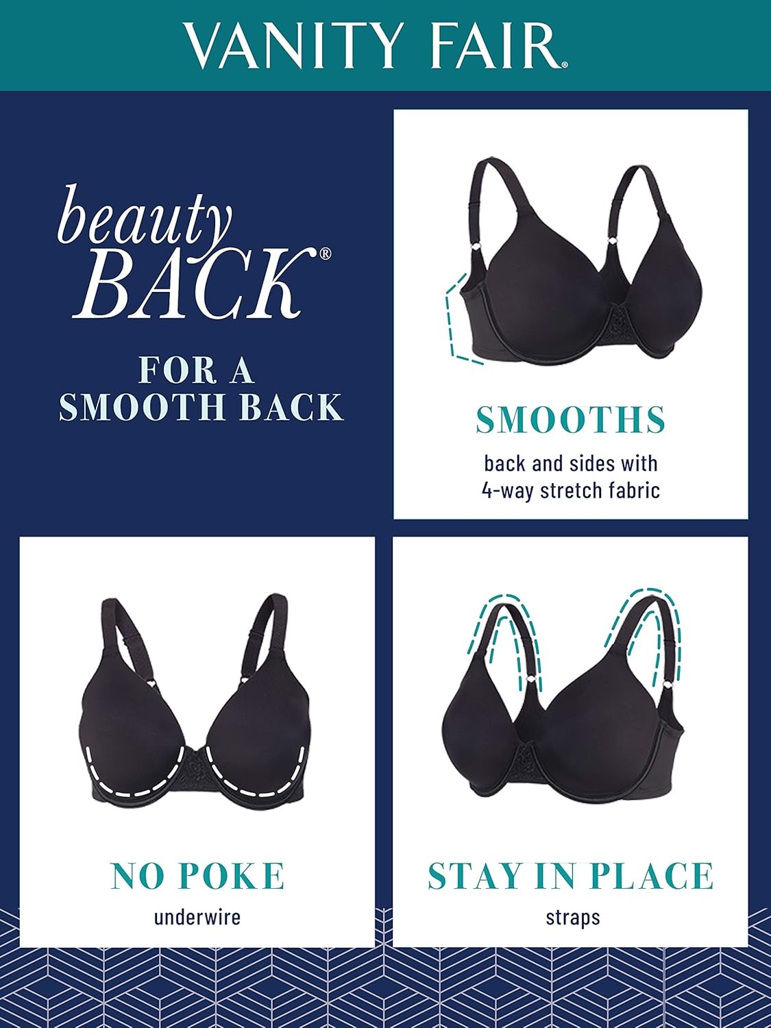 image:imageVanity Fair Womens Full Figure Beauty Back Smoothing Bra with Lace 4Way Stretch Fabric Lightly Lined Cups up to DDBaked Blush