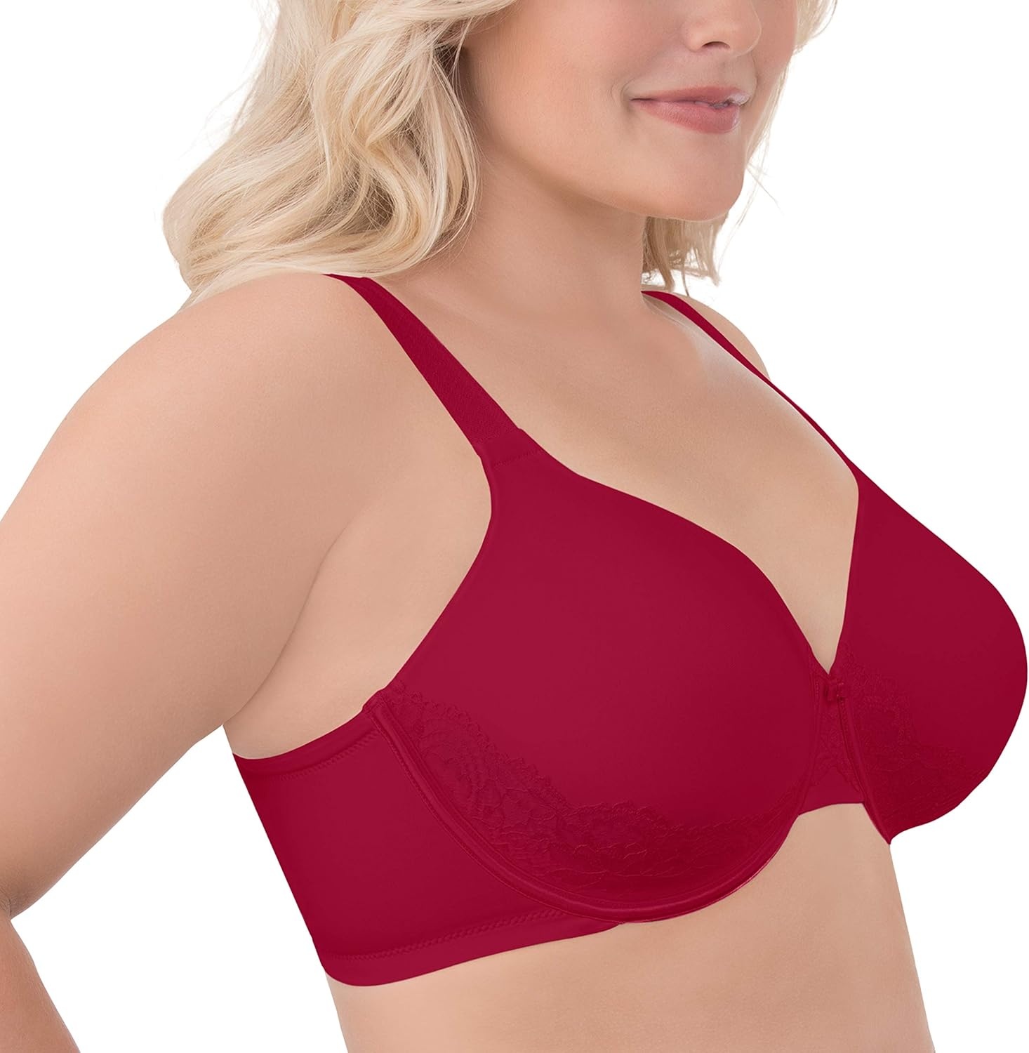 image:imageVanity Fair Womens Full Figure Beauty Back Smoothing Bra with Lace 4Way Stretch Fabric Lightly Lined Cups up to DDUnderwire Holly Berries