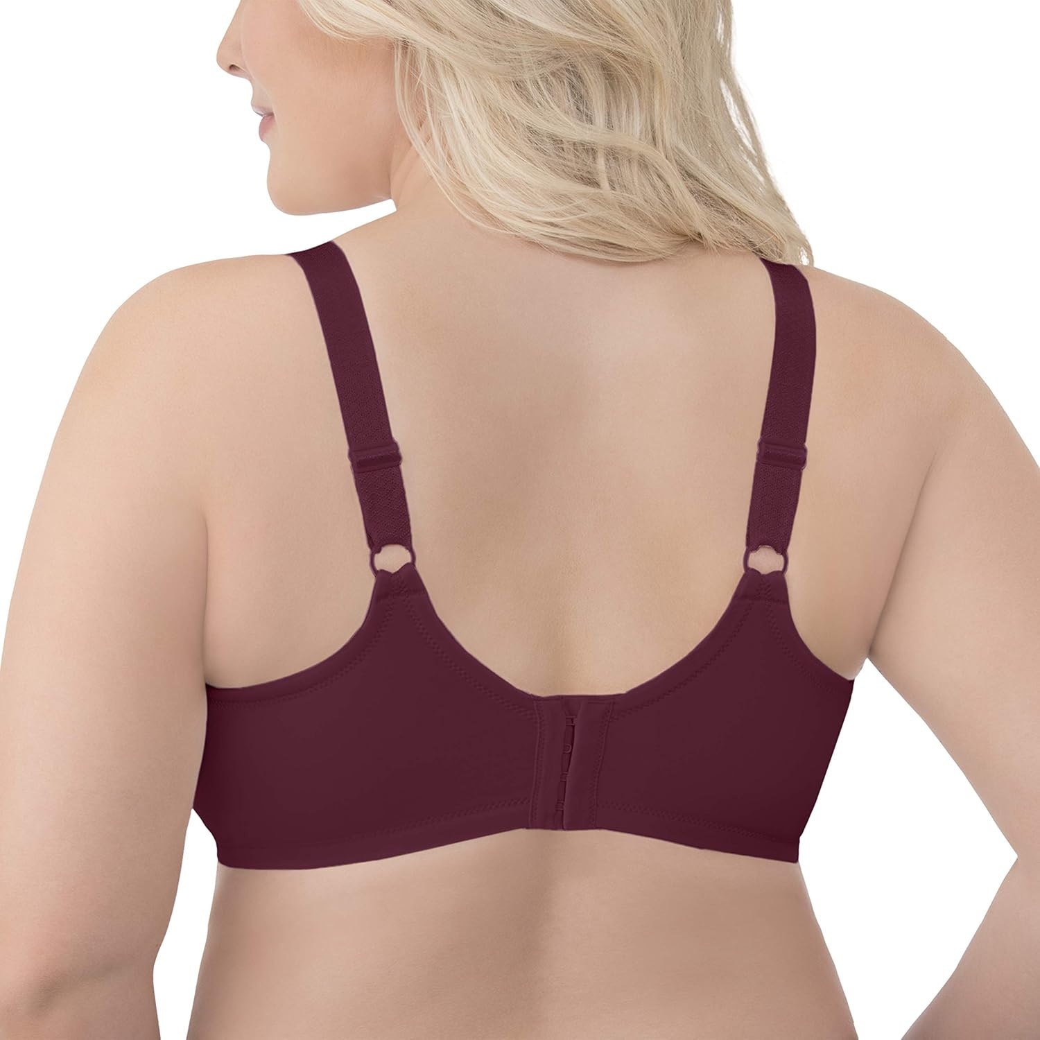 image:imageVanity Fair Womens Full Figure Beauty Back Smoothing Bra with Lace 4Way Stretch Fabric Lightly Lined Cups up to DDUnderwire Maroon
