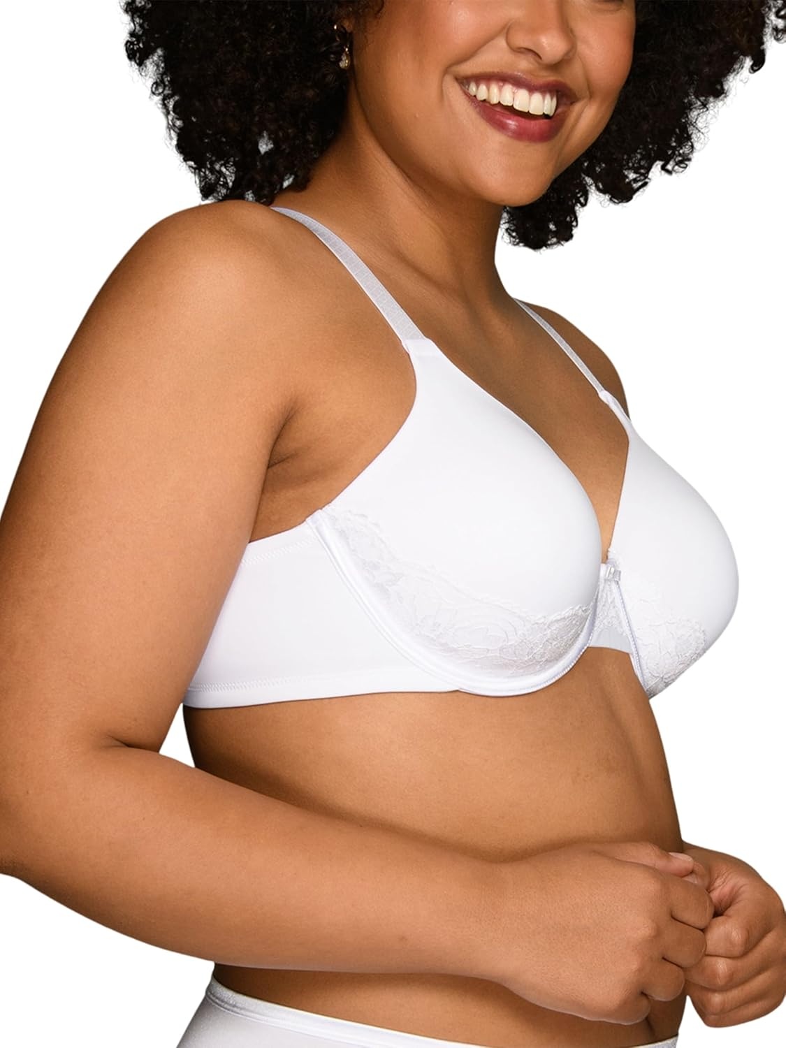 image:imageVanity Fair Womens Full Figure Beauty Back Smoothing Bra with Lace 4Way Stretch Fabric Lightly Lined Cups up to DDWhite
