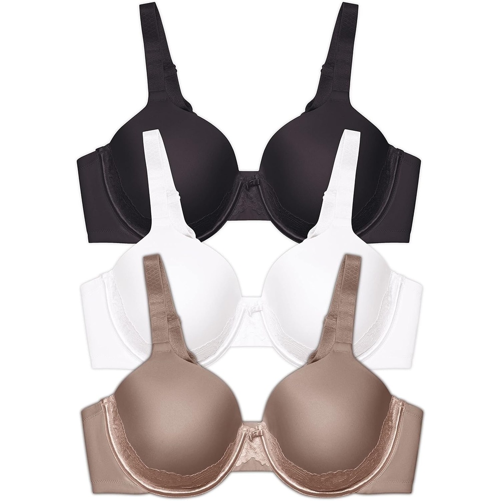image:imageVanity Fair Womens Full Figure Beauty Back Smoothing Bra with Lace 4Way Stretch Fabric Lightly Lined Cups up to DD3 Pack BlackWhiteToasted Coconut