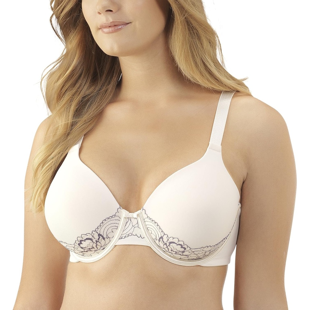 image:imageVanity Fair Womens Full Figure Beauty Back Smoothing Bra with Lace 4Way Stretch Fabric Lightly Lined Cups up to DDUnderwire Sweet Creaminky Blue