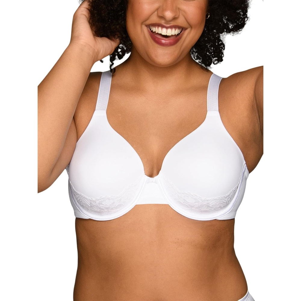 image:imageVanity Fair Womens Full Figure Beauty Back Smoothing Bra with Lace 4Way Stretch Fabric Lightly Lined Cups up to DDWhite