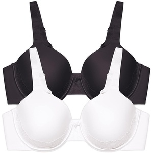 image:imageVanity Fair Womens Full Figure Beauty Back Smoothing Bra with Lace 4Way Stretch Fabric Lightly Lined Cups up to DD2 Pack  BlackWhite