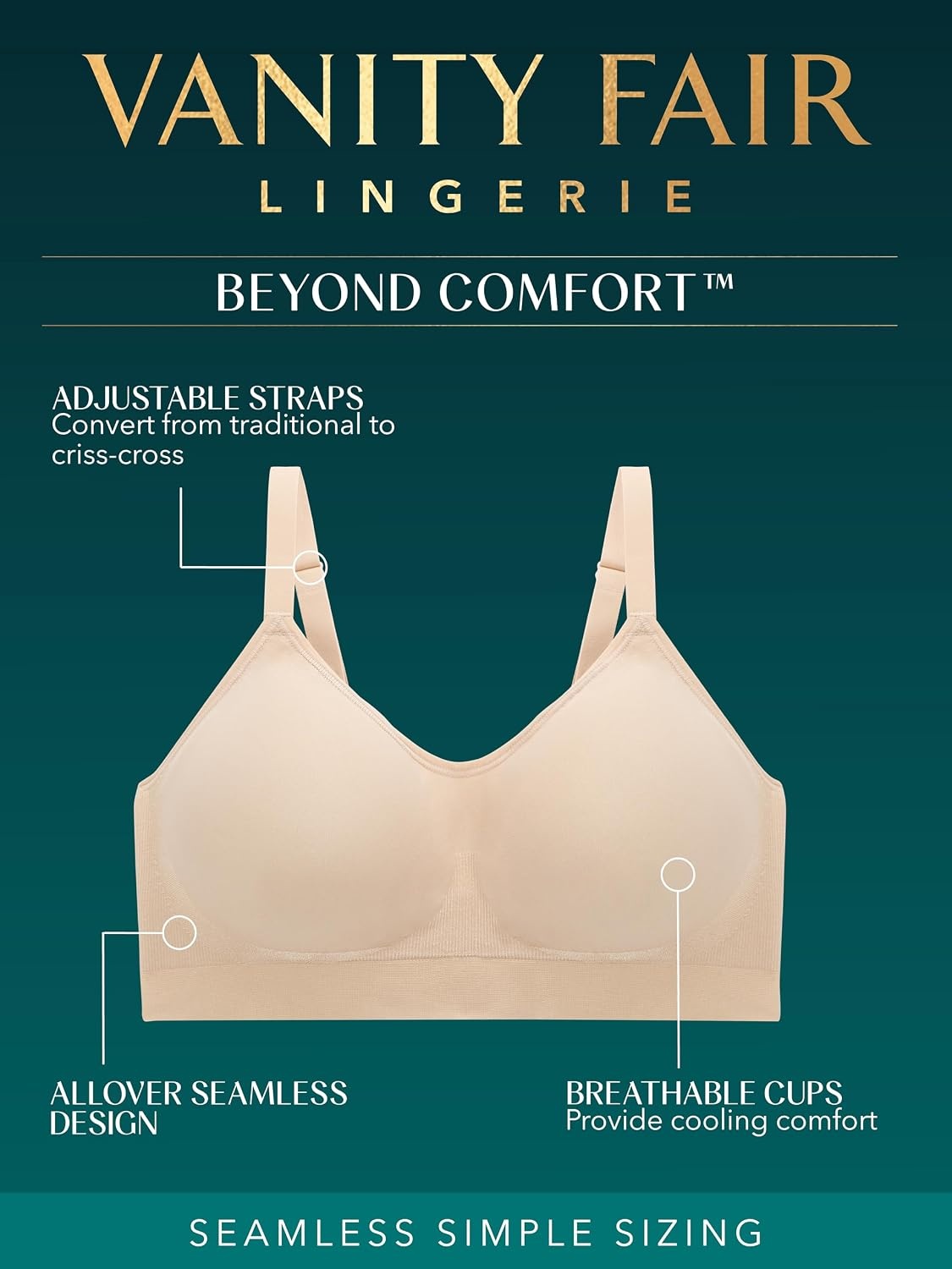 image:imageVanity Fair Womens Beyond Comfort Seamless Bra Available in Sizes S2XLDamask Neutral