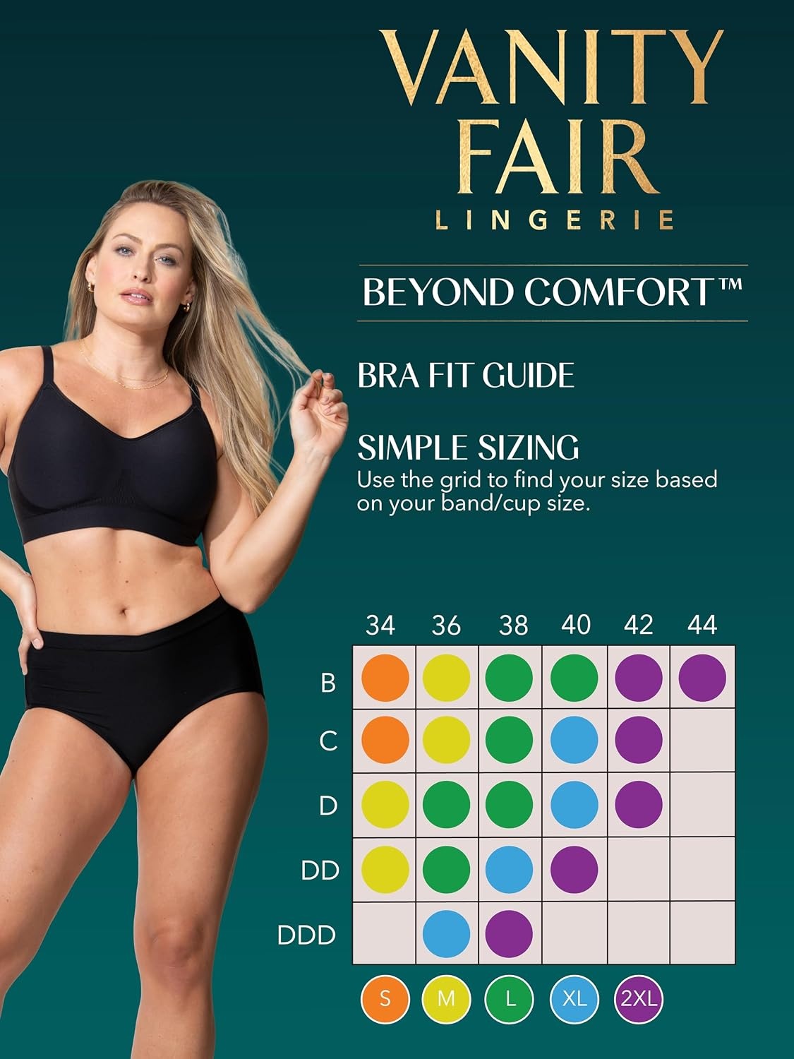 image:imageVanity Fair Womens Beyond Comfort Seamless Bra Available in Sizes S2XLMidnight Black