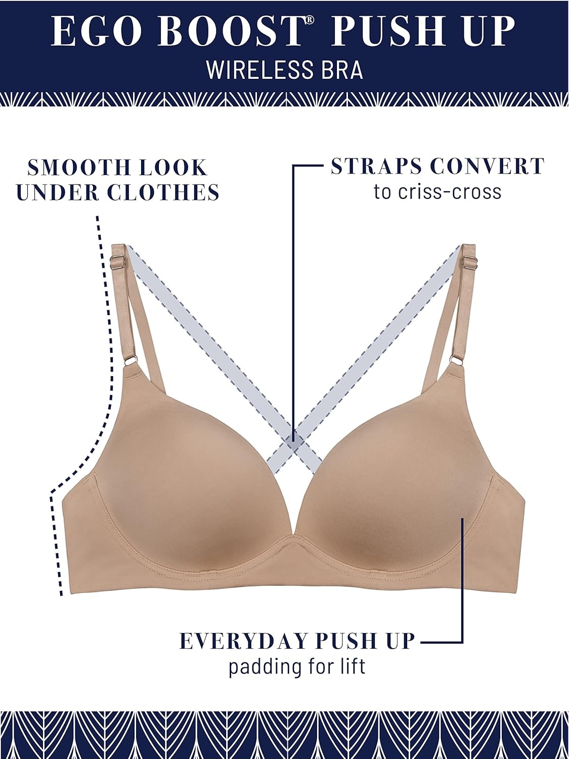 image:imageVanity Fair Womens Wireless Push Up Bra Adds Up to One Full Cup Size Bras for Women No UnderwireNeutral