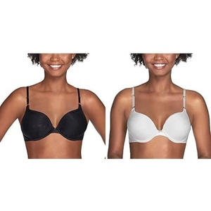 image:imageVanity Fair Womens Wireless Push Up Bra Adds Up to One Full Cup Size Bras for Women No UnderwireUnderwire  2 Pack  WhiteBlack Jacquard