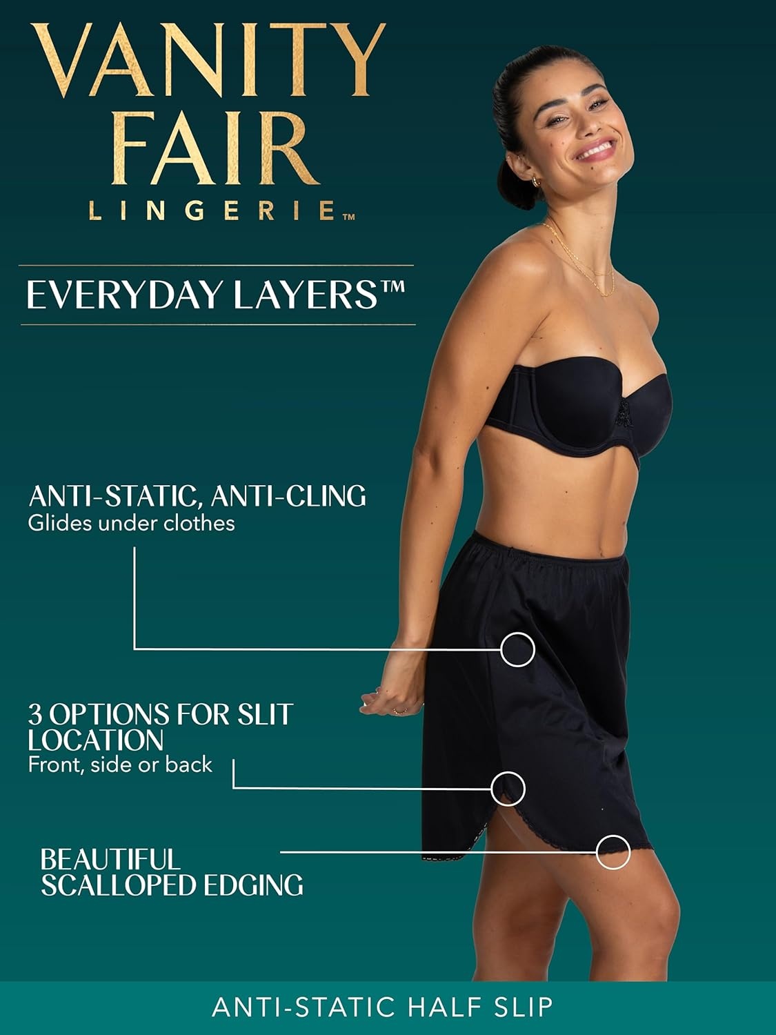 image:imageVanity Fair Womens AntiStatic Nylon Half Slip for Under Dresses Available up to size 3XL24 Inch Neutral