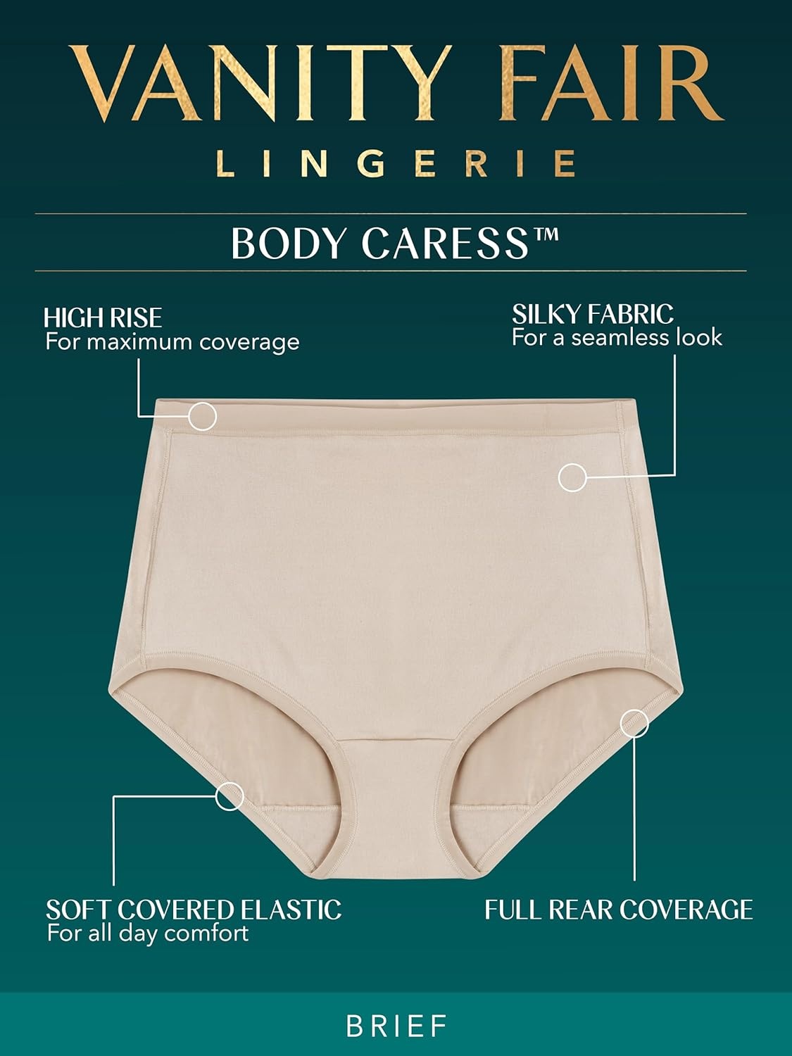 image:imageVanity Fair Womens Body Caress Flexible Fit PantiesBrief 3 Pack WhiteQuartzBlack