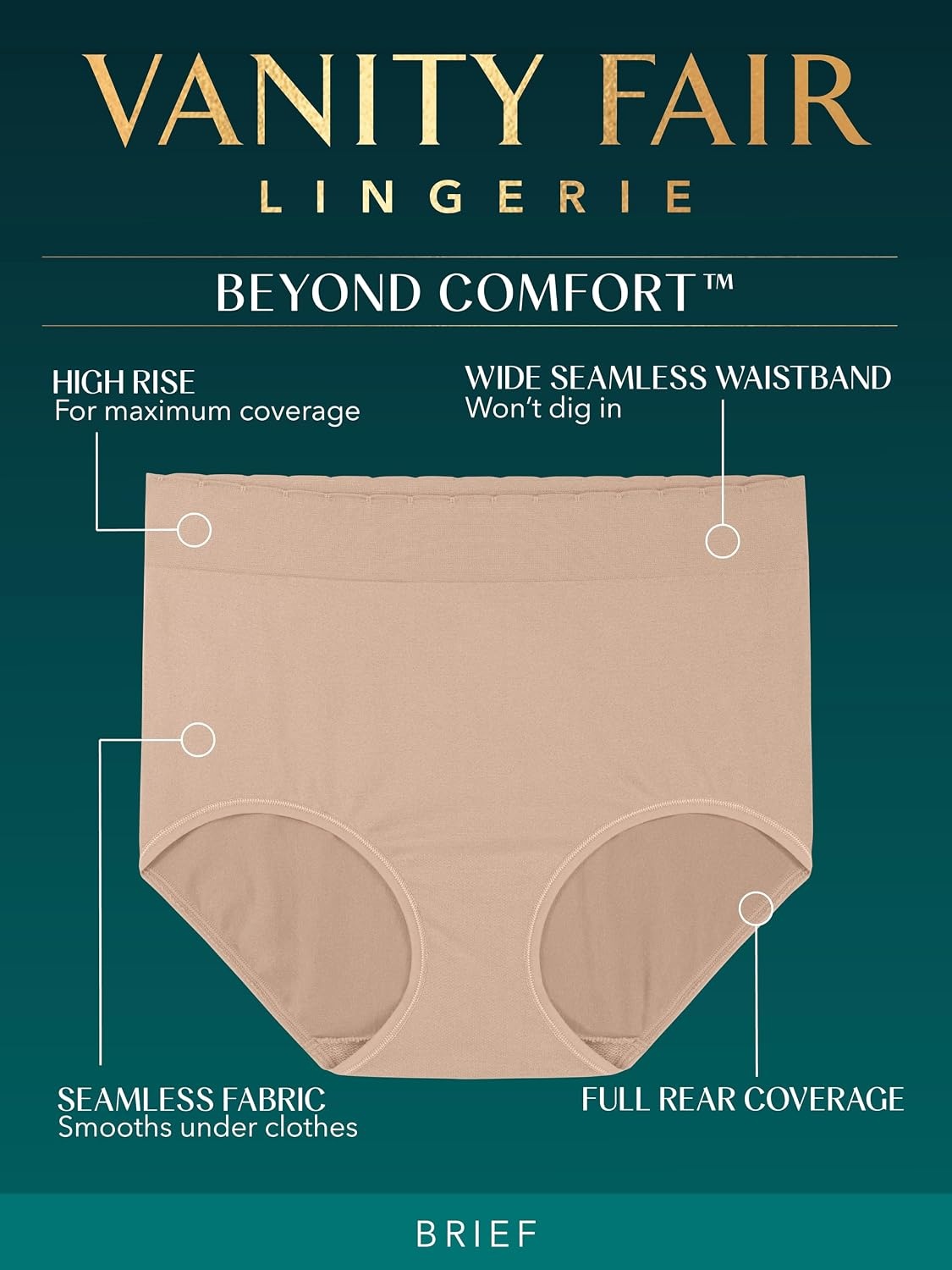 image:imageVanity Fair Womens No Pinch No Show Seamless UnderwearBrief 3 Pack ChocolateNeutralNavy
