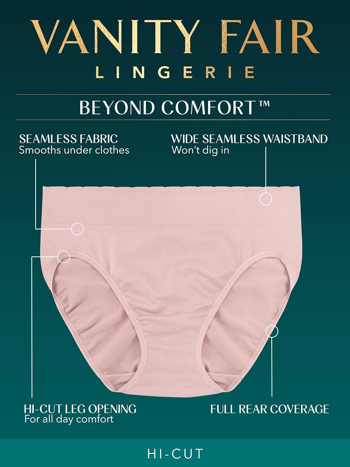 image:imageVanity Fair Womens No Pinch No Show Seamless UnderwearHi Cut 3 Pack QuartzWhiteNeutral