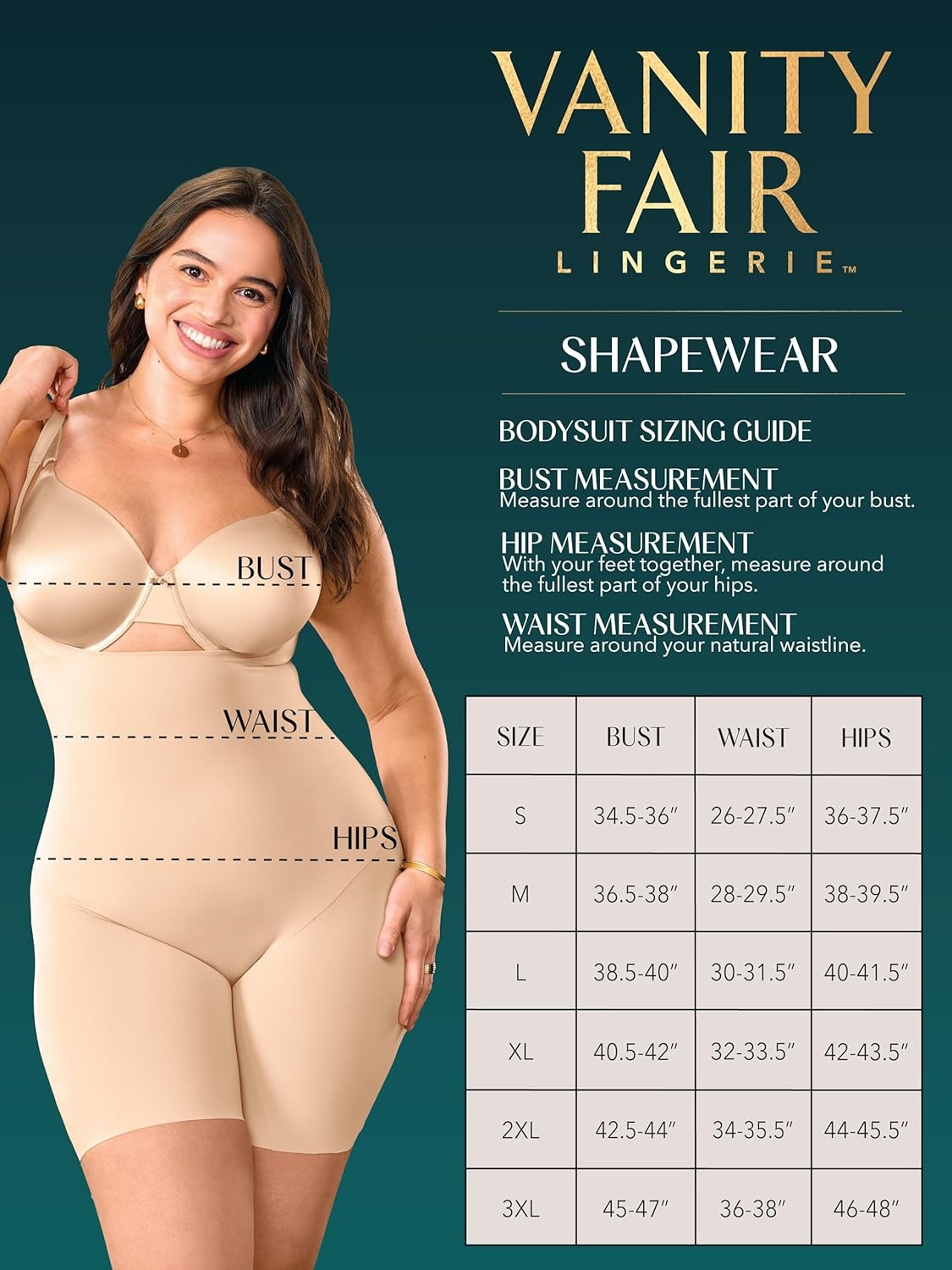 image:imageVanity Fair Womens Open Bust Shapewear Bodysuit All Over Smoothing for Back and Tummy ControlDamask Neutral