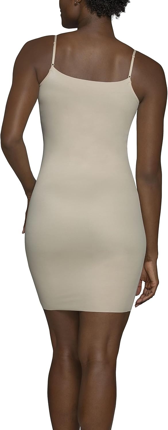 image:imageVanity Fair Womens Shapewear Slip Tummy Control Full Slip Cami Dress Seamless Smoothing Adjustable Spaghetti StrapDamask Neutral